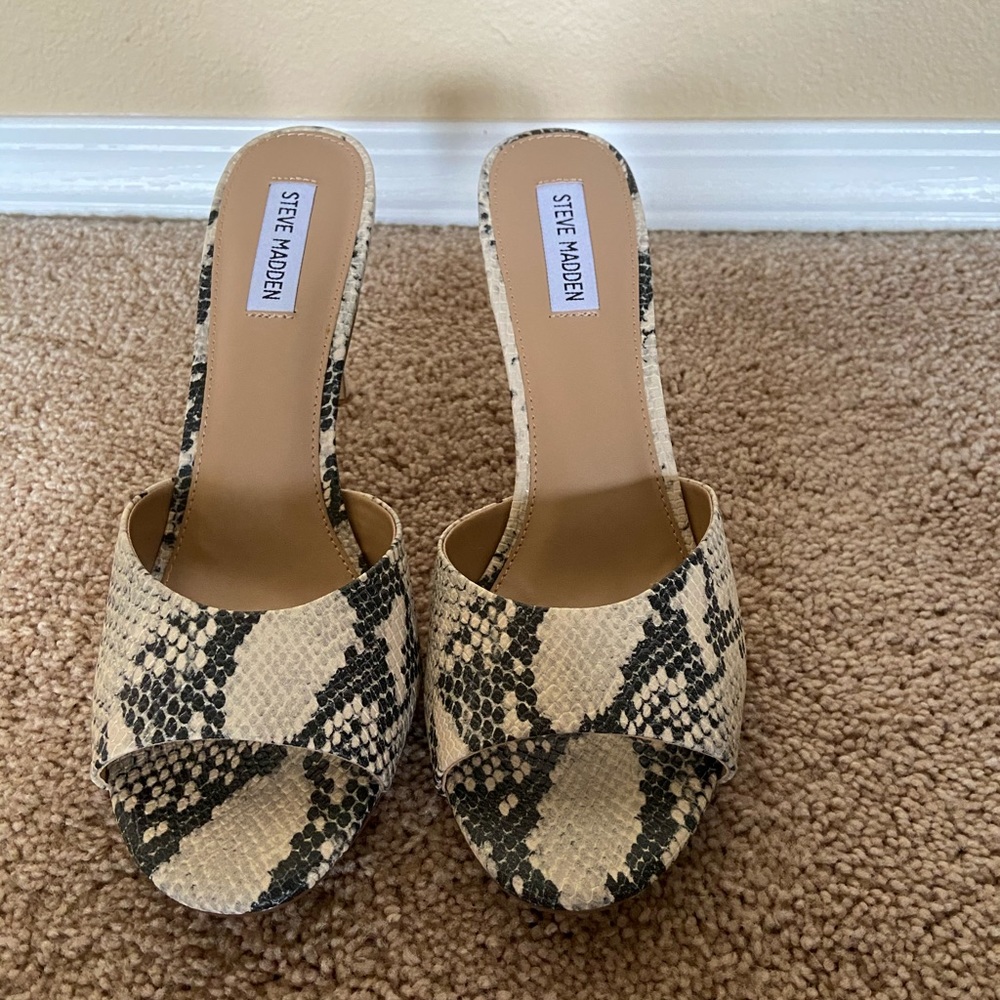 Steve Madden snake print mules